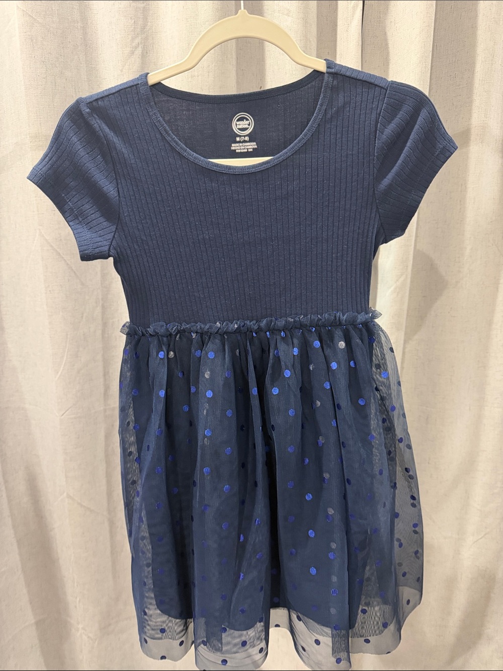 wonder nation Navy Blue Polka Dot Tulle Dress